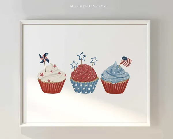 4th Of July Cupcakes Retro Summer Art Print