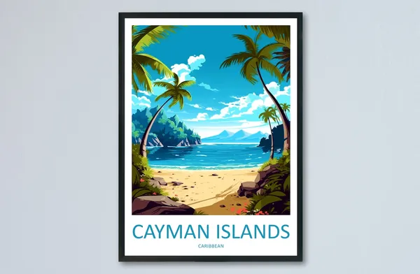 Cayman Islands Travel Poster, Caribbean Wall Art Print
