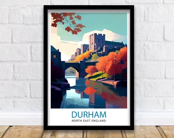 Durham United Kingdom Travel Poster, Durham Illustration