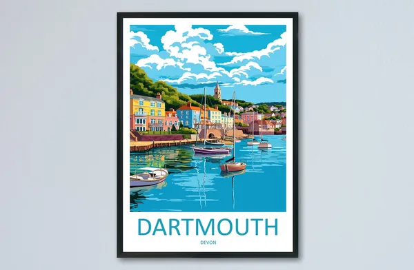 Dartmouth Travel Poster, England Wall Art Print