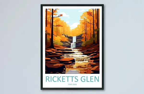 Ricketts Glen State Park Travel Poster, Pennsylvania