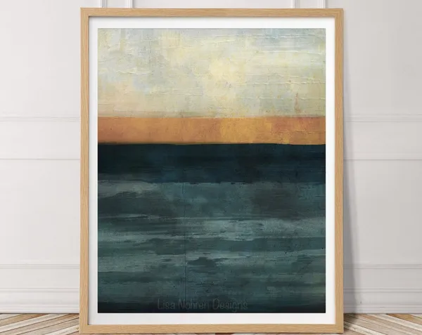 Neutral Abstract Landscape Art Print, Minimalist Modern