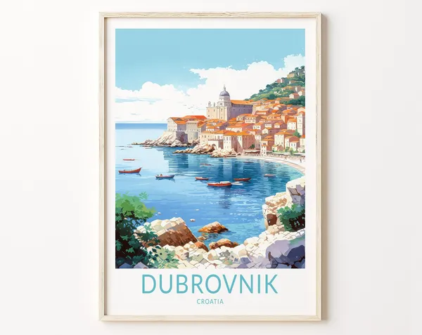 Dubrovnik Croatia Travel Poster, City Wall Decor