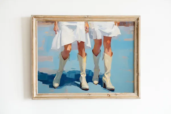 Retro Western Cowgirl Decor Art Print, Dorm Room