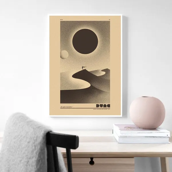 Pointillism Sand Dune Poster Canvas Mural Art Home Decoration Player Room