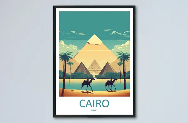 Cairo Travel Poster, Great Pyramids Of Giza