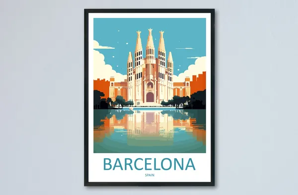 Barcelona Travel Poster, Spain Wall Decor