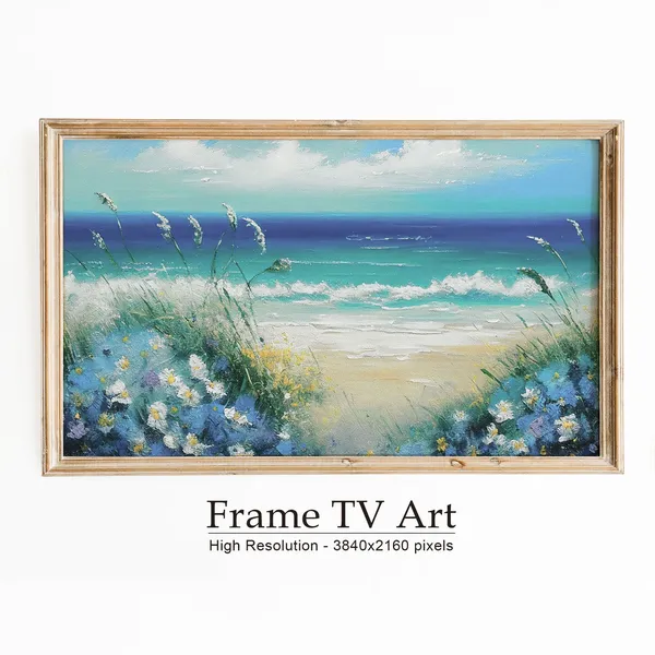 Summer Coastal Landscape Vintage Cottage Art Print