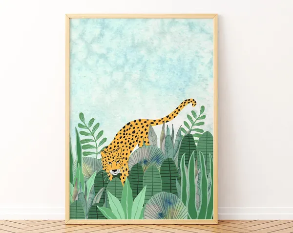 Leopard Jungle Animal Print, Tropical Safari Poster