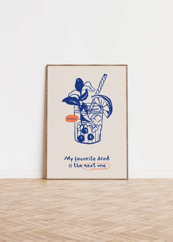 Cocktail Bar Cart Decor Art Print, Happy Hour