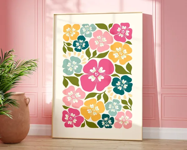 Colourful Abstract Flower Print, Scandinavian Floral