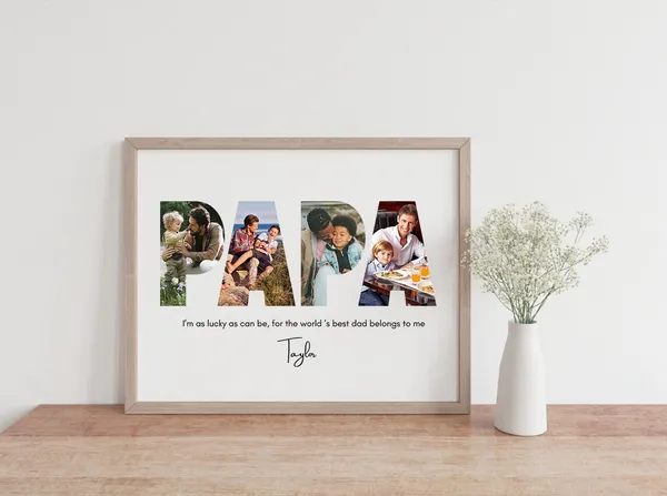 Personalized Papa Photo Collage Gift, Daddy Present