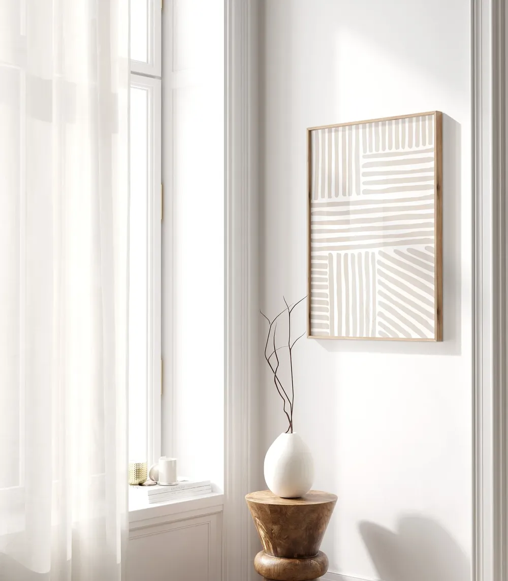 Modern Minimalist Beige Lines Art Print - Image 3