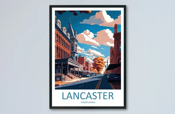 Lancaster County Travel Poster, Pennsylvania Home Decor