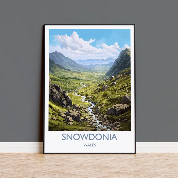 Snowdonia Travel Poster, Wales Travel Art Print