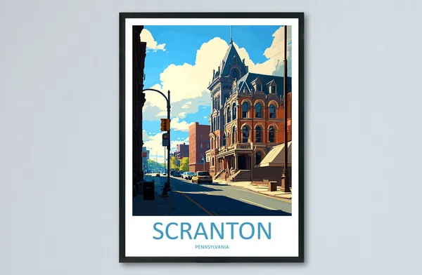 Scranton Travel Poster, Pennsylvania Place Print