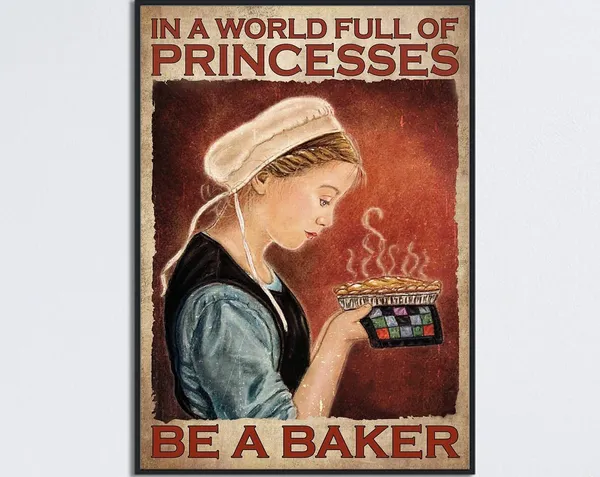Girl Baking, Be A Baker Kitchen Wall Art Print