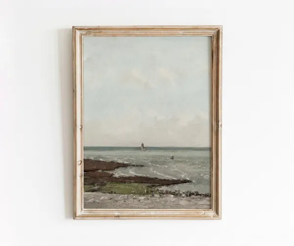 Low Tide Vintage Coastal Beach Art Print