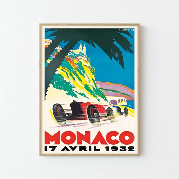 Monaco 1932 Vintage Car Race Poster Print