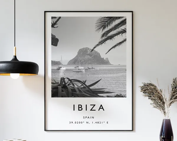 Ibiza Minimalist Travel Poster, Spain Travel Print