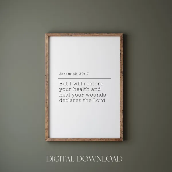 Jeremiah 30:17 Minimalist Bible Verse Art Print