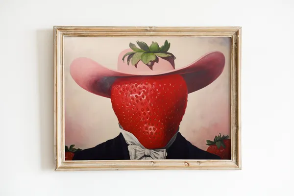 Western Strawberry Cowgirl Kitchen Art Print
