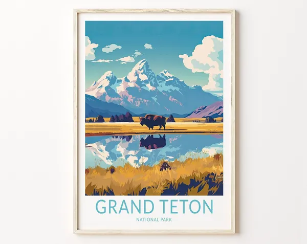 Grand Teton National Park Travel Poster Art Print