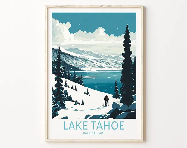 Lake Tahoe National Park Travel Poster, Wall Art Print