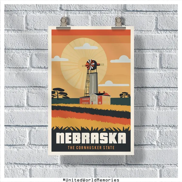 Nebraska Vintage Travel Poster, The Cornhusker State