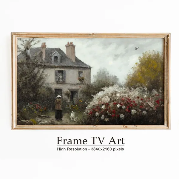 Cottage Frame TV Rose Garden Art Print