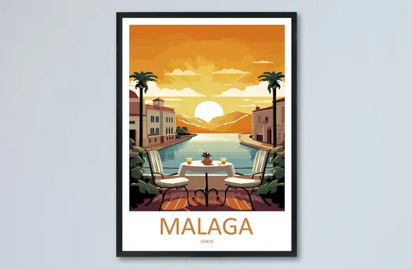 Malaga Travel Poster, Spain Wall Decor