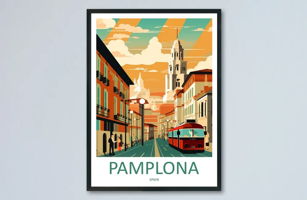 Pamplona Travel Poster, Spain Wall Art