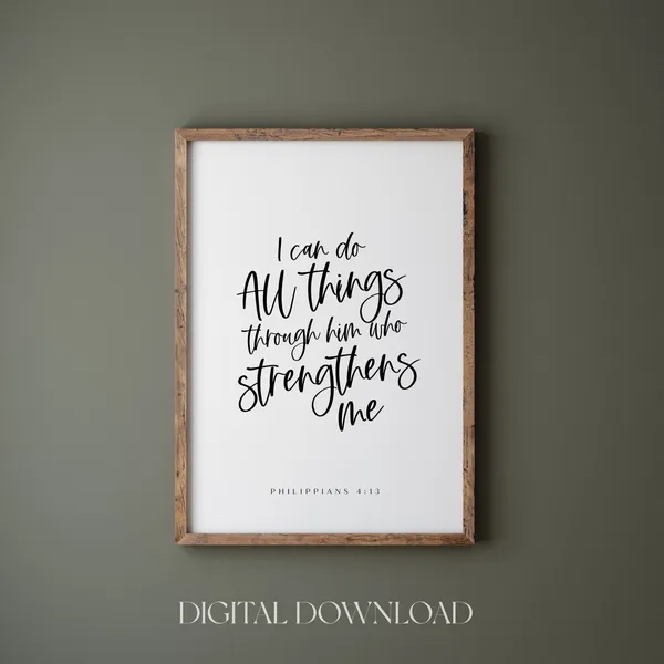 Philippians 4:13 Minimalist Bible Verse Art Print
