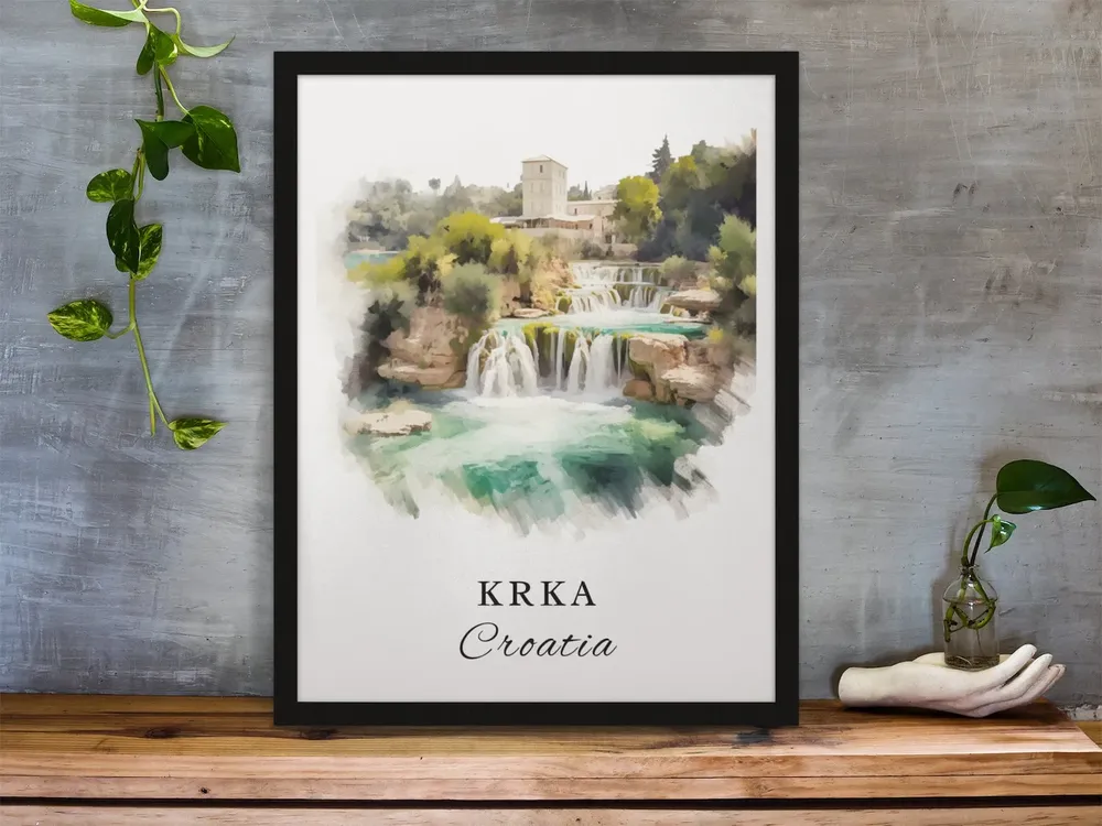 Krka Croatia Travel Poster, National Park Souvenir