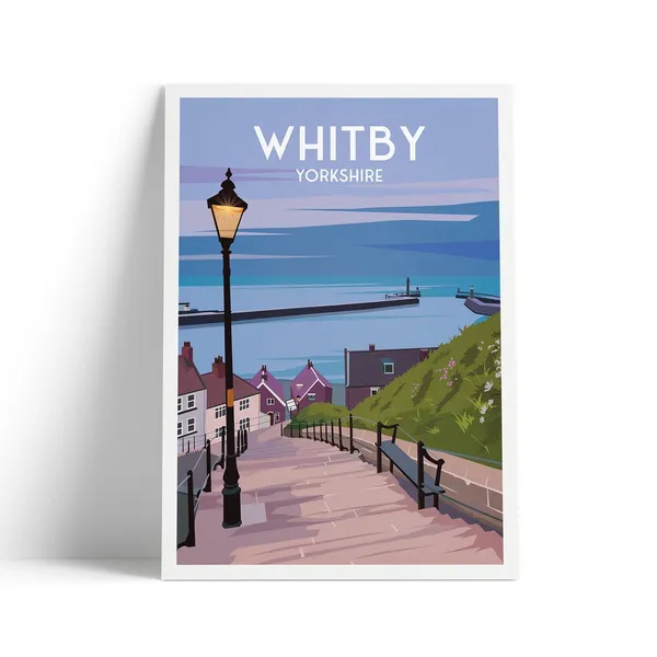 Whitby Travel Poster, North Yorkshire Harbour Art Print