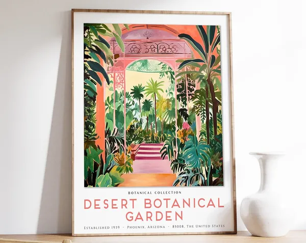 Arizona Botanical Desert Gardens Travel Poster, Vintage