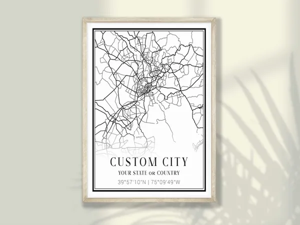 Custom City Map Prints, Personalized Travel Poster