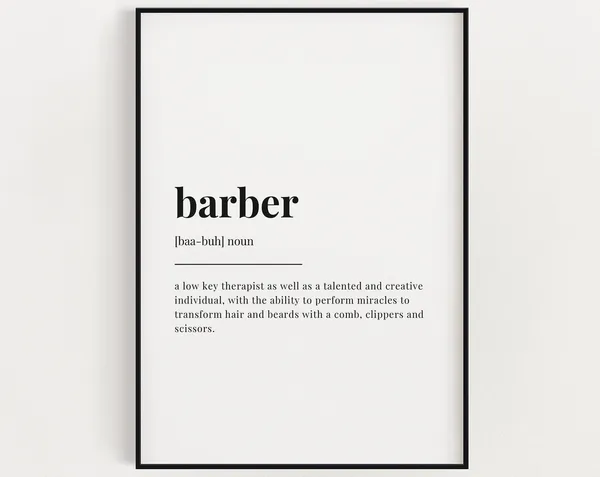 Barber Definition Meaning, Gift for Barber Print