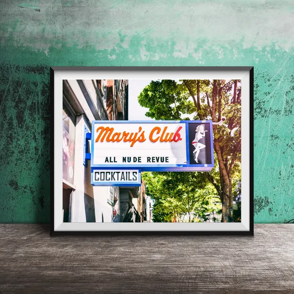 Marys Club All Nude Revue, Portland Travel Poster Print