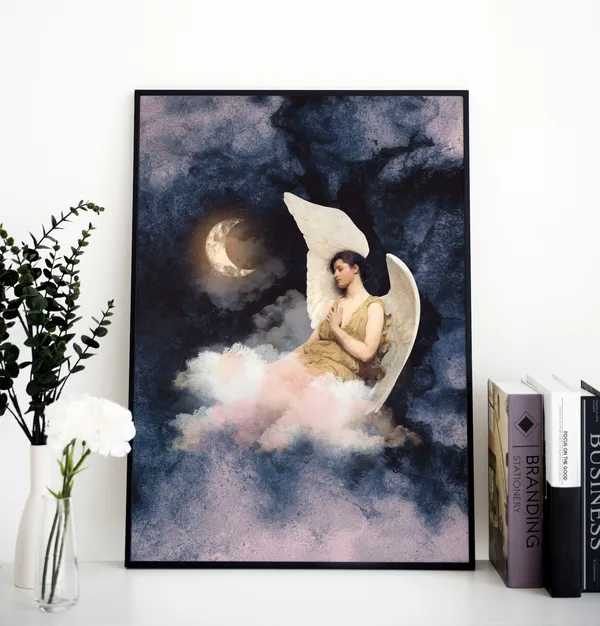 Angel Goddess Dreamy Boho Wall Art Print, Spirit Guide