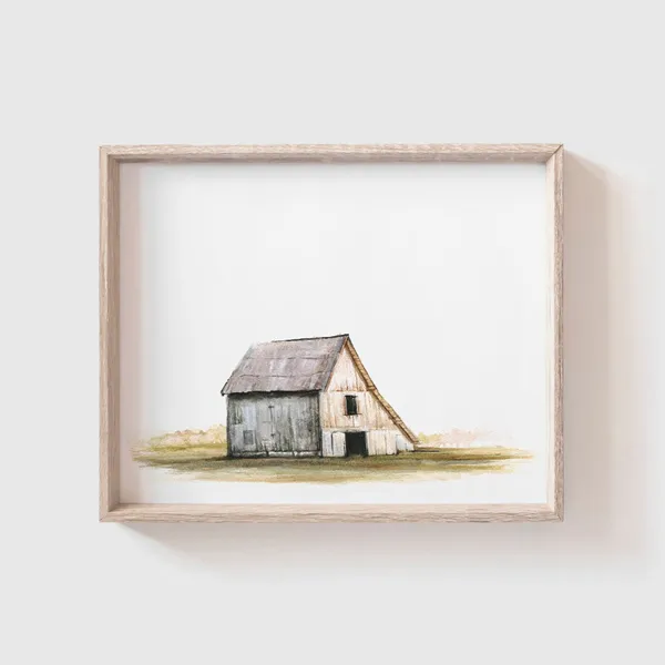 Barn No 6 Watercolor Print, Modern Farmhouse Art
