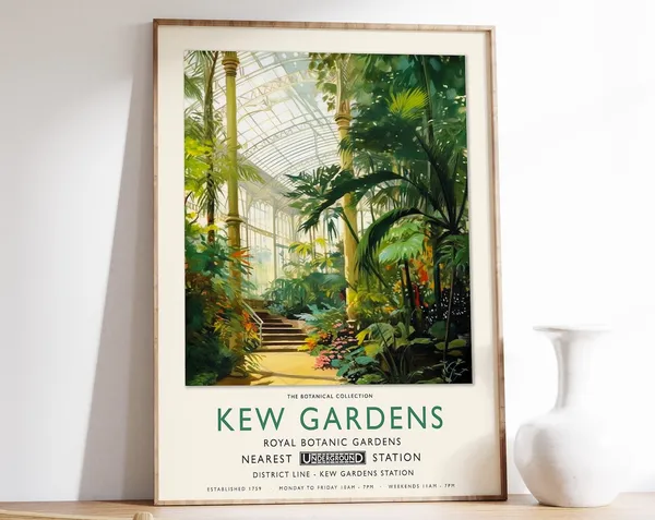 Kew Gardens London Botanical Gardens Poster, Vintage