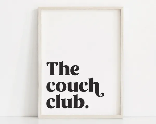 Couch Club Retro Black And White Poster Print