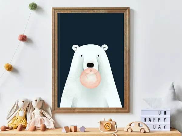Bear Bubbles Minimalist Nursery Art Print