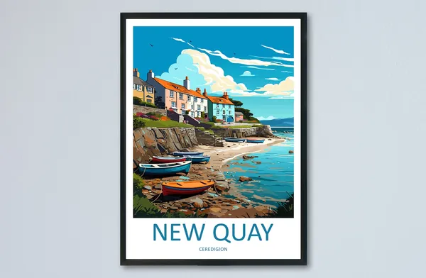 New Quay Travel Poster, Welsh Place Print