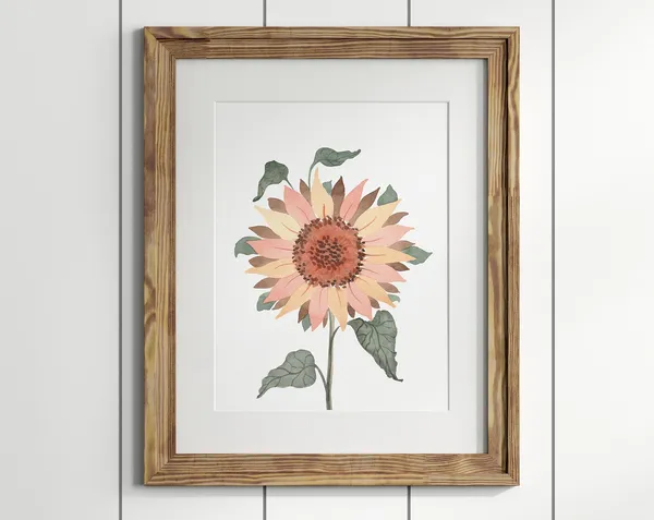 Boho Sunflower Watercolor Botanical Art Print