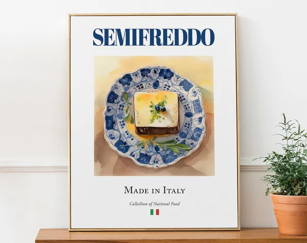 Semifreddo on Maiolica Tile Plate, Italian Food Art Print