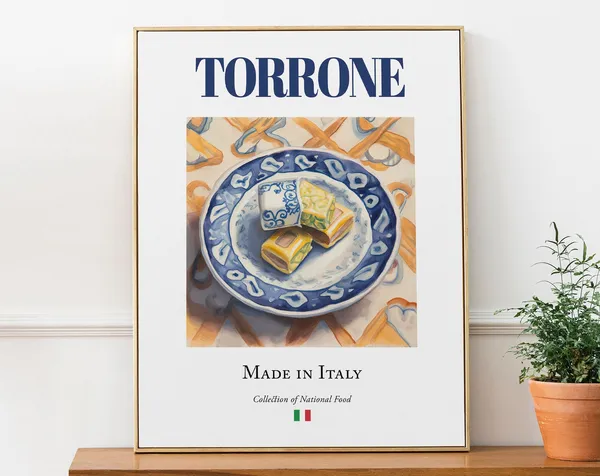 Torrone on Maiolica Tile Plate, Italian Food Art Print