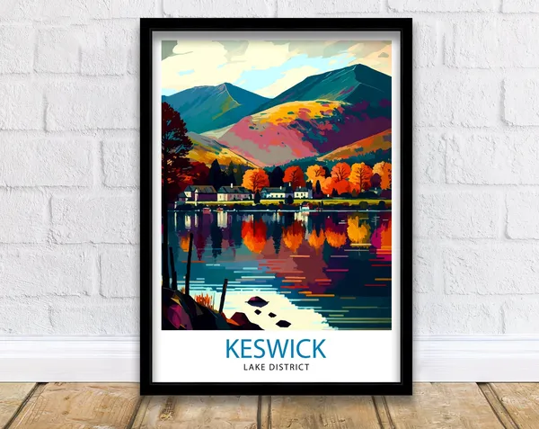 Keswick Lake District Travel Poster, Wall Decor