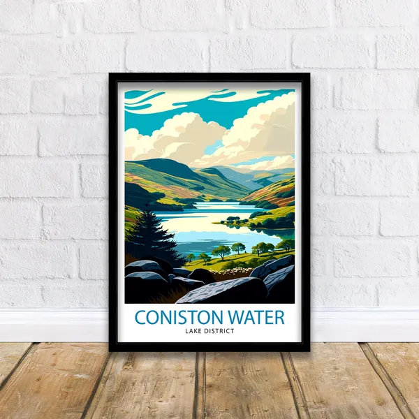 Coniston Water Lake District Travel Poster